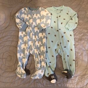 Set of 2 Carter’s Fleece Sleepers- 9mo